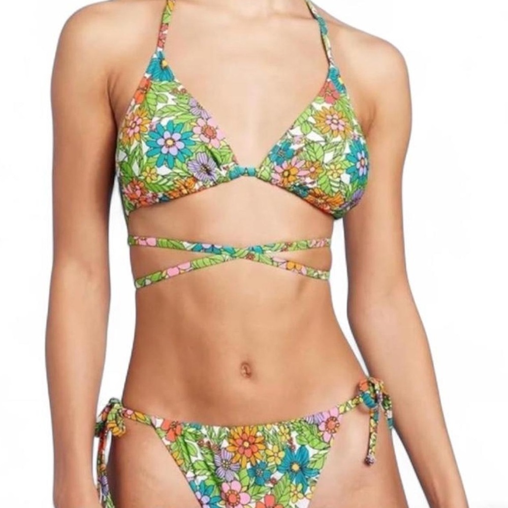Wild Fable Floral Bikini Set with Pink and Green